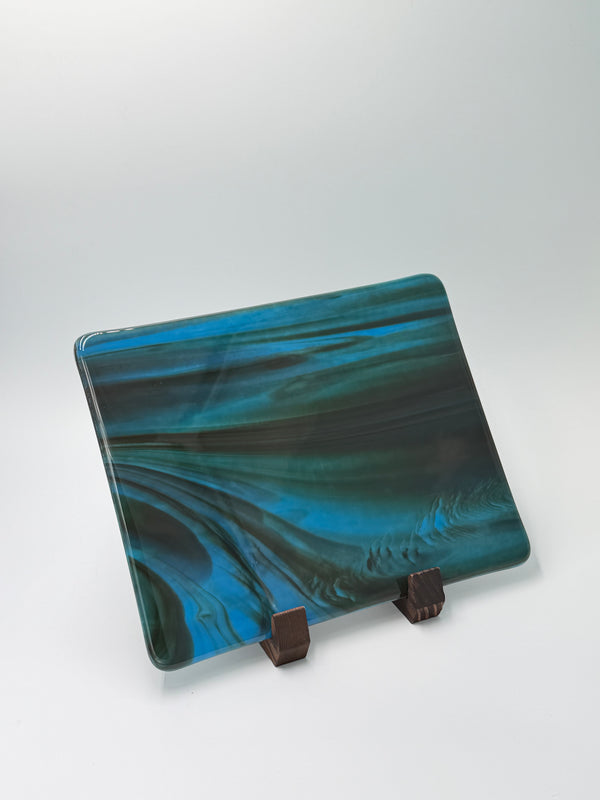 Blue & brown swirl panel, 8x10, Horizontal