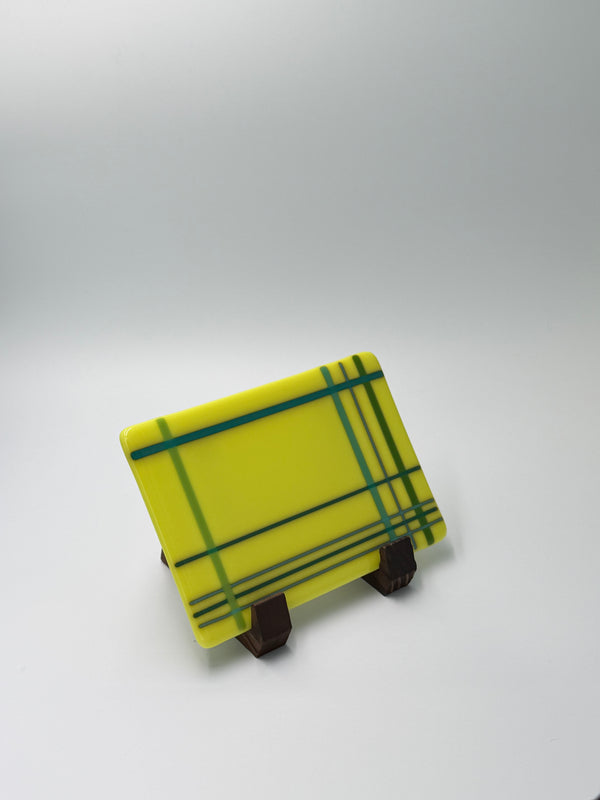 yellow plaid panel, 5x7, horizontal