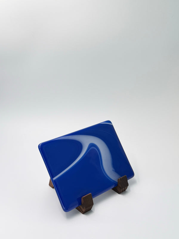 Blue and white swirl panel, horizontal, 5×7